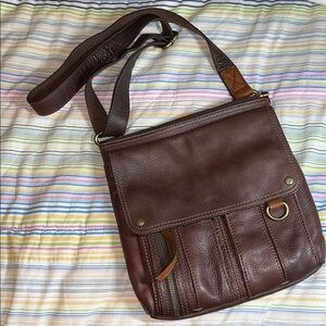Fossil Chocolate Brown‎ pebbled leather Crossbody